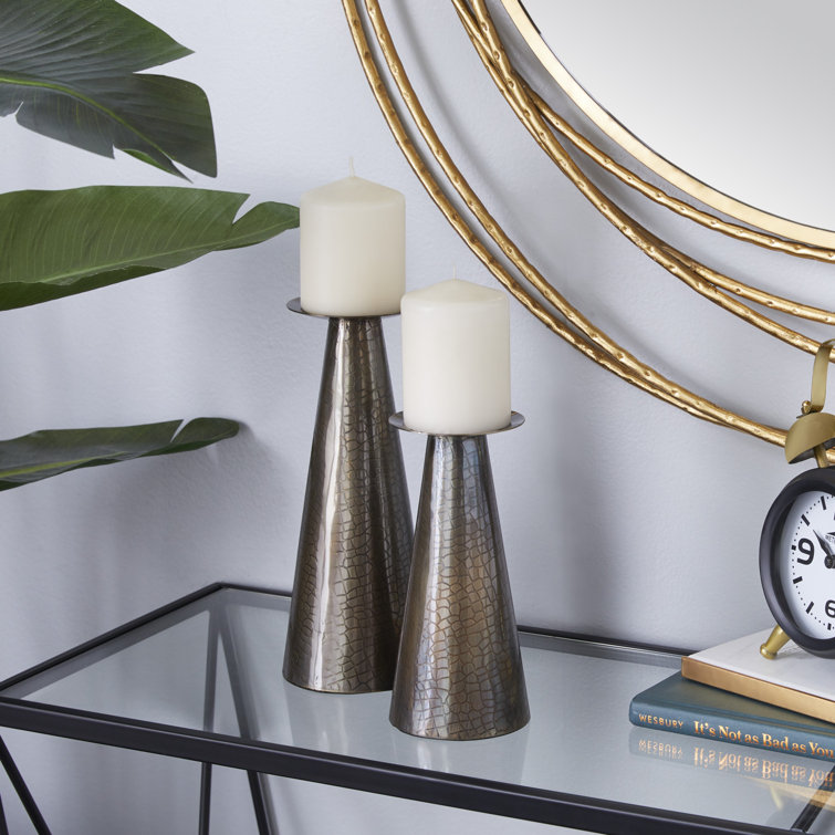 Mercury Row® 2 Piece Stainless Steel Tabletop Candlestick Set Wayfair